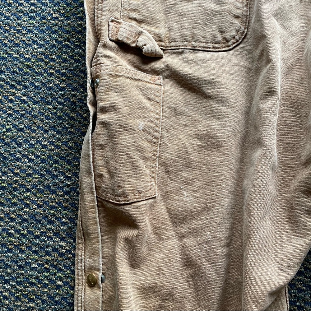Carhartt Vintage Double Knee Insulated Cargo Work Overalls Distressed USA 38x34 - Picture 14 of 16